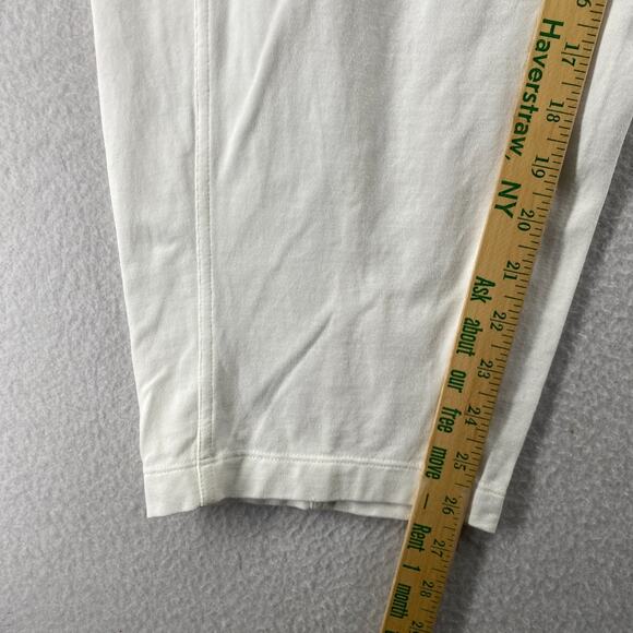 EILEEN FISHER Pants L Stretch Organic Cotton Jersey Carrot Tapered Ankle White - Picture 10 of 13